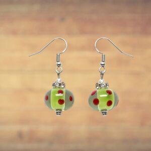 Indio Jewelry Red & Green Murano Glass Silver Earrings #305